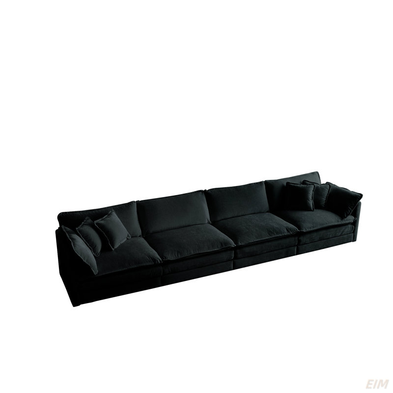 Free Combination Modular Sofa Couch, 33' H x 146.5' W x 35' D, Noir