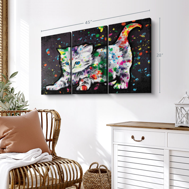 «Kitten Color Splash Paint» sur toile, H 28 po x l 45 po x P 1,25 po