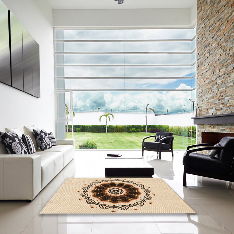 Tapis en laine orange, Carré 6 pi