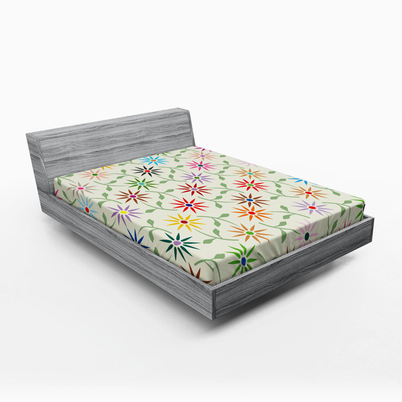Microfiber Floral Fitted Sheet, Full Fitted Sheet