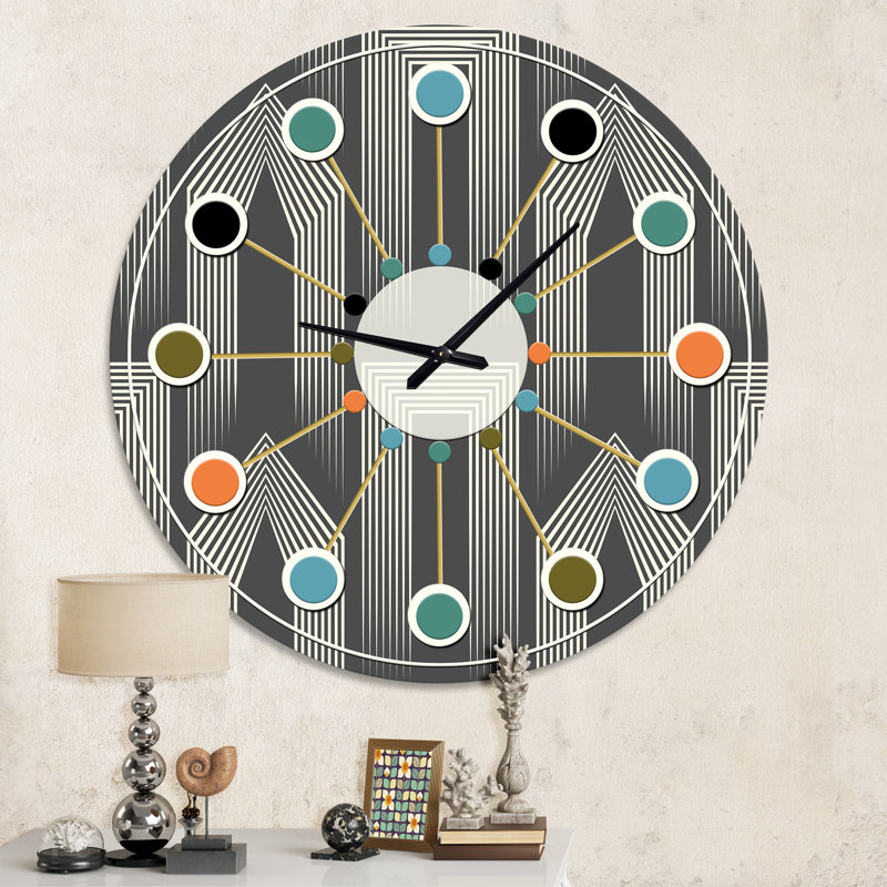 Horloge murale Mimimal Design noir et blanc III - Mid-Century, Moyenne