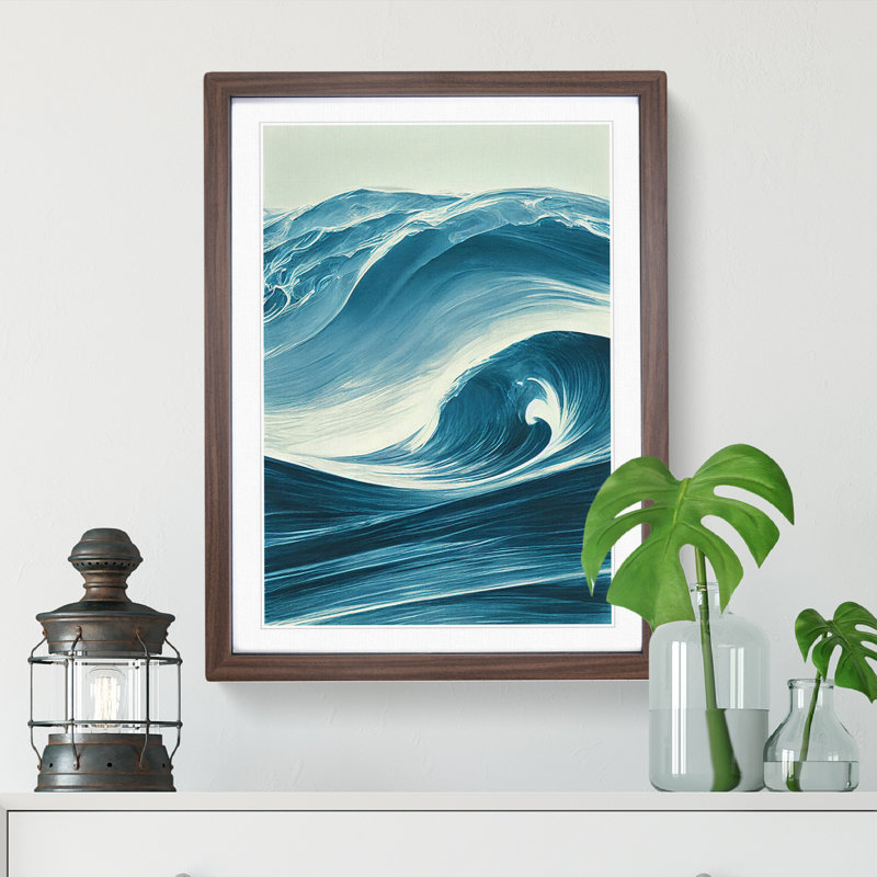 Wave Of The Ocean No.4 - Single Picture Frame Print, 64cm H x 46cm W x 2cm D, Brown Framed