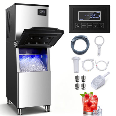 JOEAONZ Commercial Ice Machine 450Lbs/Day,Large Storage Bin，5-Min Self-Cleaning,Smart Control Panel,Freestanding Ice Maker for Restaurant/Home/Bar/Office