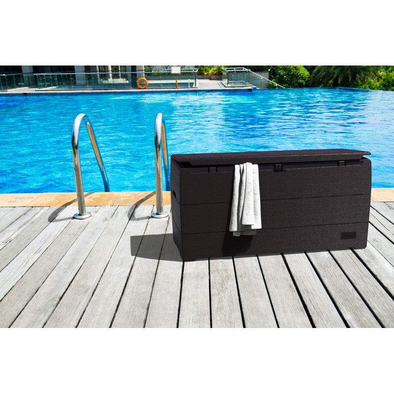 Duramax Building Products 71 Gallon Water Resistant Plastic Lockable Deck Box, Brown