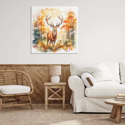 Autumn Forest Stag Canvas Wall Art by Andrea Haase