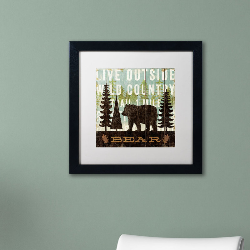 « simple vivre bear » par michael mullan, impression encadrée, Blanc, H 16 po x l 16 po