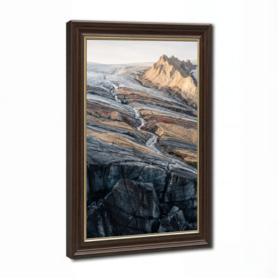 Rugged Glacial Terrain with Red Rock Strata and Stream Canvas Wall Art