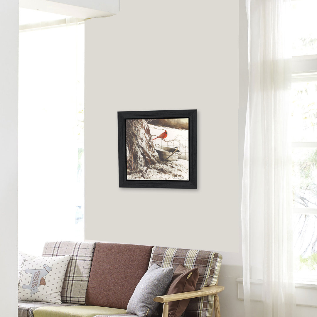 Country Cardinal Framed Wall Art for Living Room, Home Wall Decor Framed Print by John Rossini Trendy Decor 4U