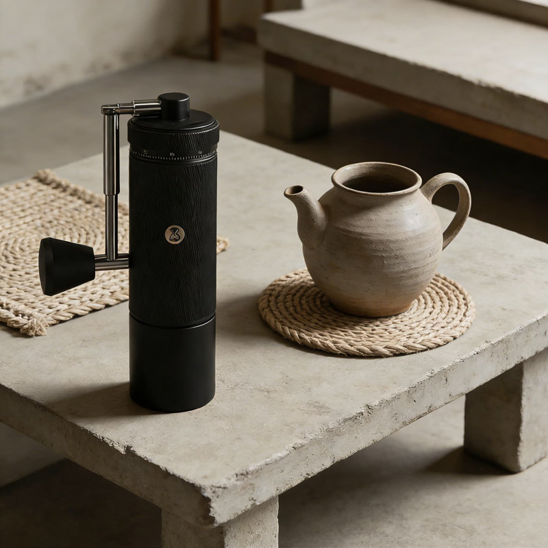 Manual Coffee Grinder With External Adjustment For Espresso, All-Metal Integrated Body, Folding Handle, And High-Precision Burrs