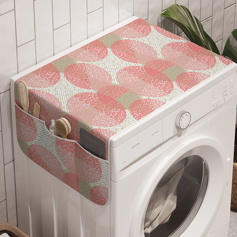 East Urban Home Circles Washing Machine Organizer Pack of 2 47" x 18.5" Pale Sepia White