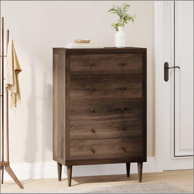 Commode 5 tiroirs Nordic, Brun