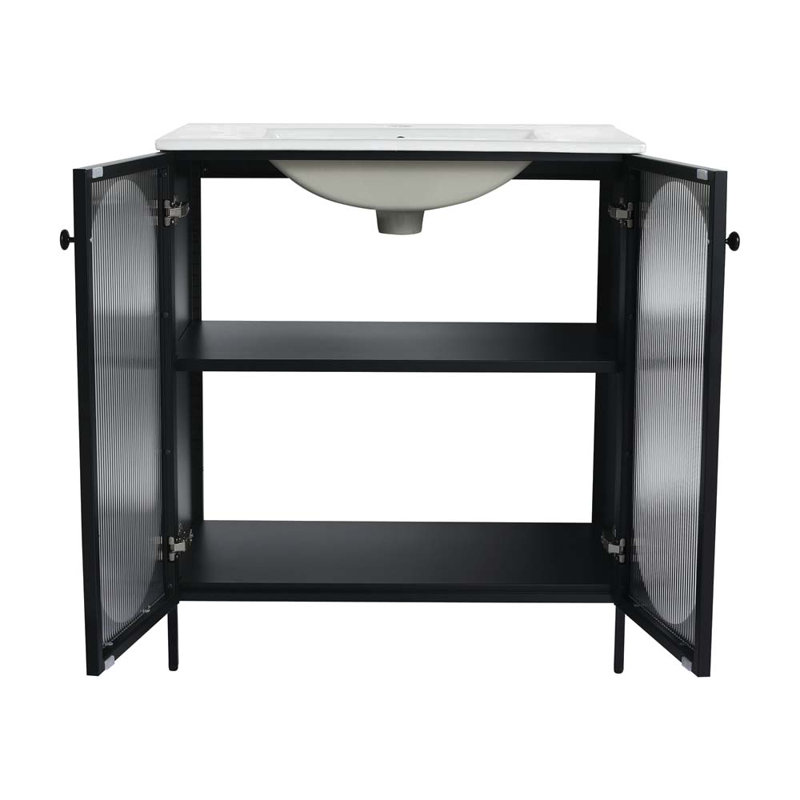 Meuble-lavabo simple 30,02 po avec comptoir en céramique Vantasia, Noir