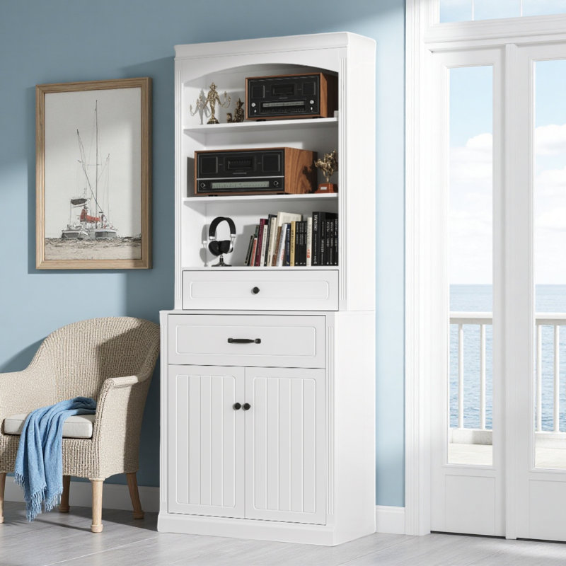 Armoire de rangement 78,7 po à deux portes avec tiroirs et tablettes réglables pour la cuisine ou le bureau