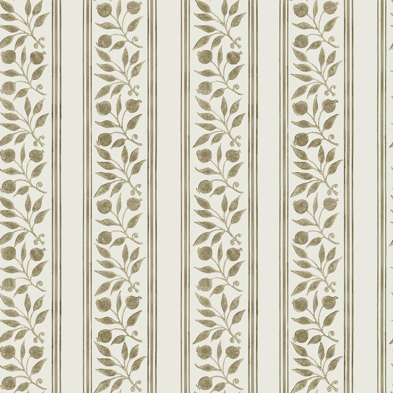 Papier peint à rayures rose et lin Rosehip, Gris