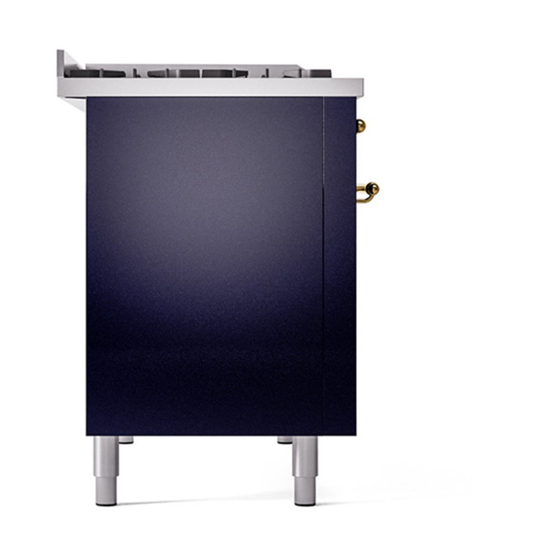 Cuisinière ILVE Nostalgie II Series 48 po à double combustible avec 8 brûleurs scellés et plaque de cuisson (propane liquide, porte pleine)