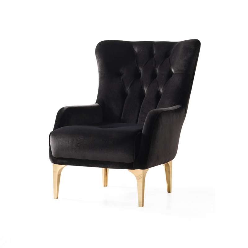 Chaise de style moderne Lust avec structure robuste et revêtement en polyester doux pour une assise confortable, Noir