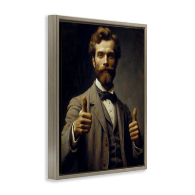 Funny Thumbs Up Gentleman Floating Frame, design by Lettered and Lined