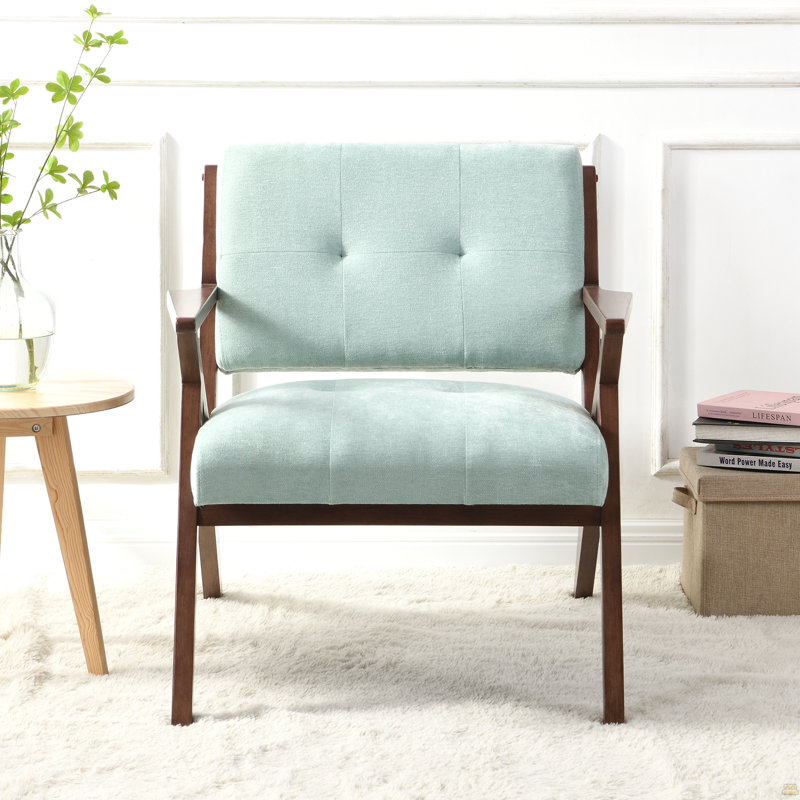 Chaise d'appoint de style Mid-Century moderne de 30 po avec coussins moelleux, accoudoirs inclinés et structure en bois massif robuste - parfaite pour un salon confortable, une chambre à coucher ou un siège de bureau