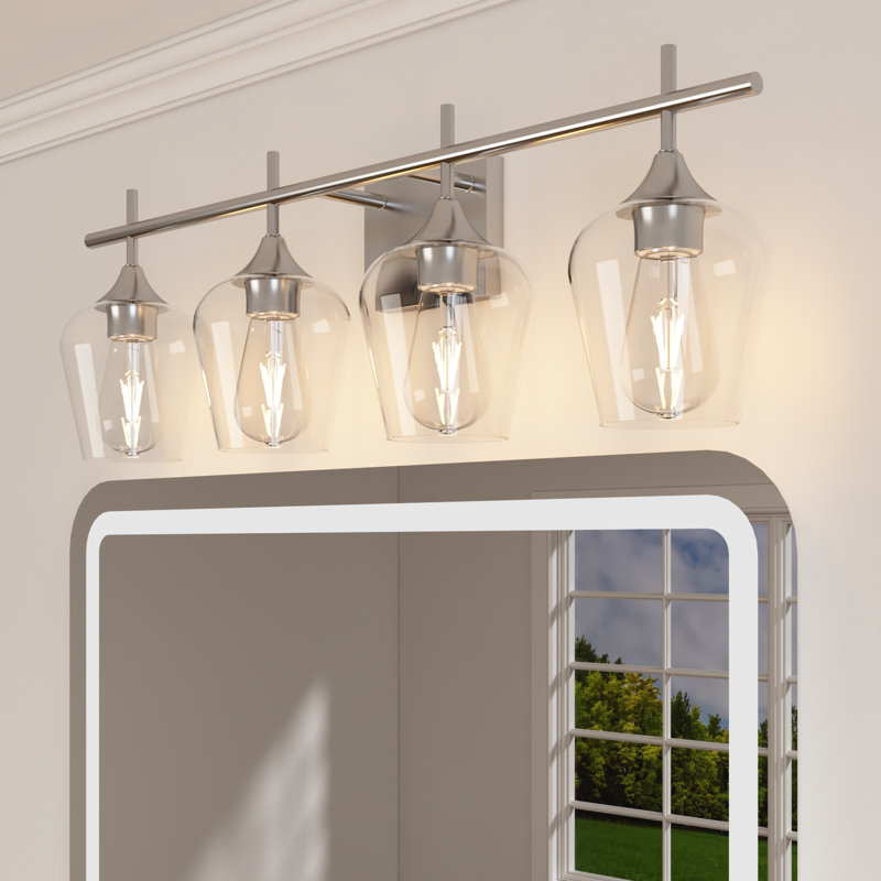 Siordia Vanity Light, 4 Lights, 9.65" H x 28.94" W x 6.3" D, Brushed Nickel