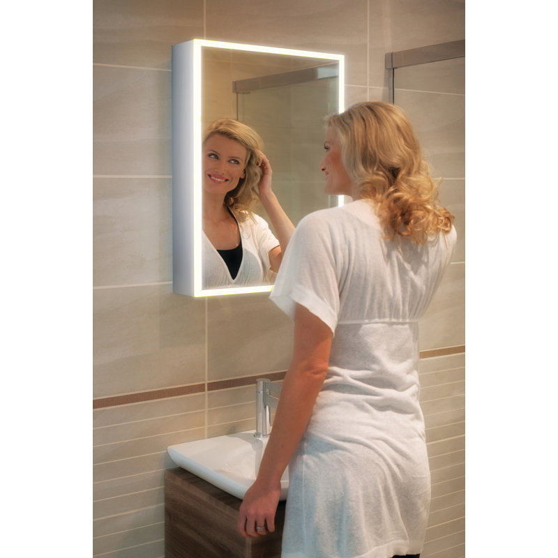 Qubic Metal Mirror Cabinet, 70cm H x 50cm W x 13cm D