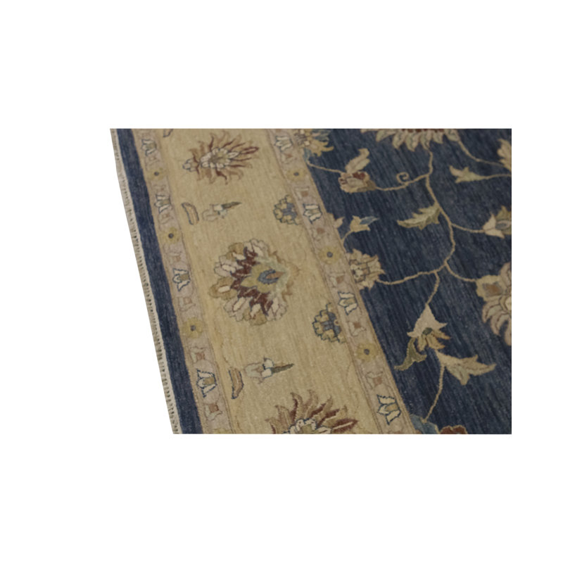 Tapis bleu et doré de haute qualité noué à la main
