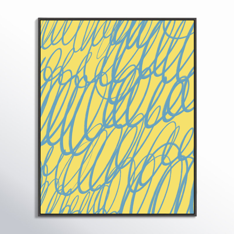 Color Squiggles 5 Print by Jacques Pilon, Black Single Structure Framed Canvas, 38" H x 30" W x 1.25" D