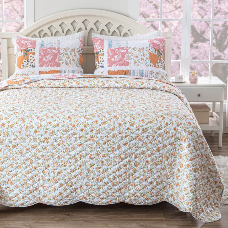 Ensemble de courtepointe très grand 3 pièces Greenland Home Fashions Everly Blue 105 x 95 + 20 x 36 (2)