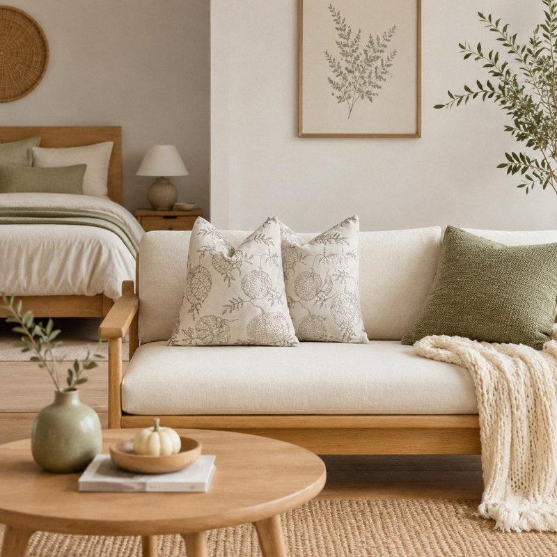 Housse de coussin Halloween, Beige Pumpkin
