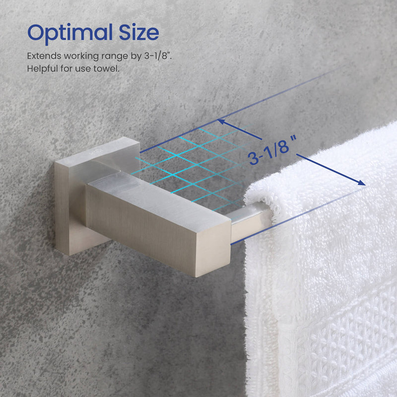 Cube Bathroom 20" Wall Mounted Towel Bar, Brushed Nickel