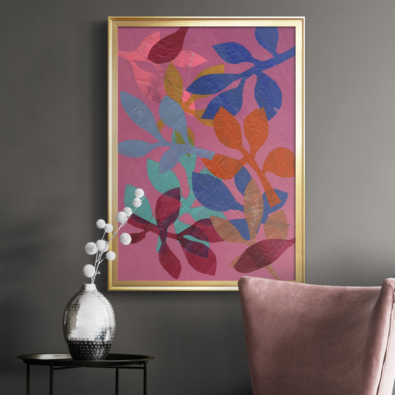 «Vivid Stems I», toile encadrée de qualité supérieure - prête à être accrochée, Or, H 30,5 po x l 22,5 po x P 1 po