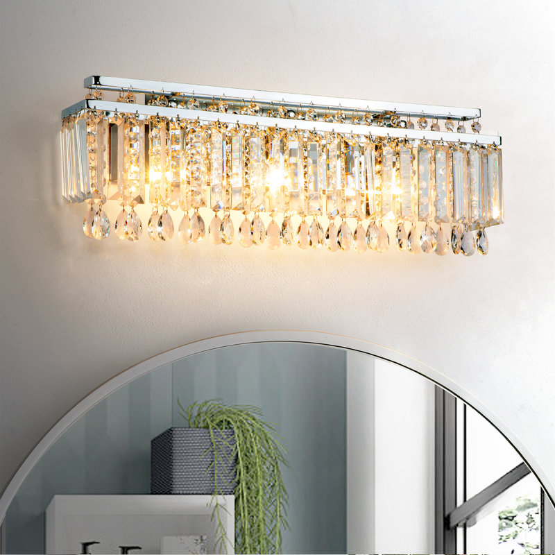 Hallum 3-Light 22.5''W Crystal Strand Chrome ETL Bathroom Vanity Light