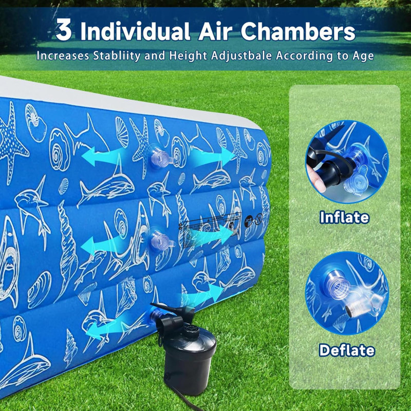 Vinyl Rectangle Inflatable Pool 22'' H x 63'' W x 102'' L
