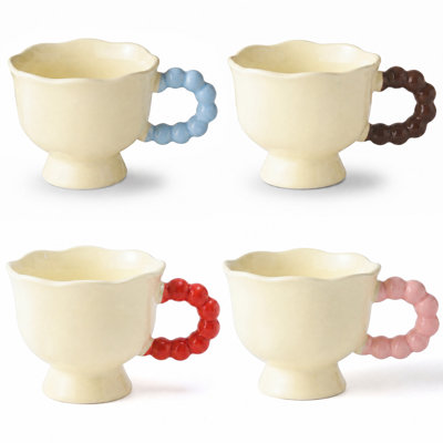 4-Pack Flower Handle Coffee Cups