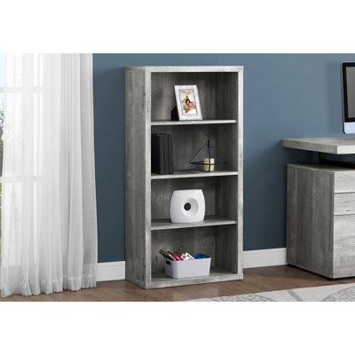 47.5 Inches High Bookcase With Grey Laminate, Modern For Office Bedroom Decoration And Storage 5 Tier In Grey, Large Area