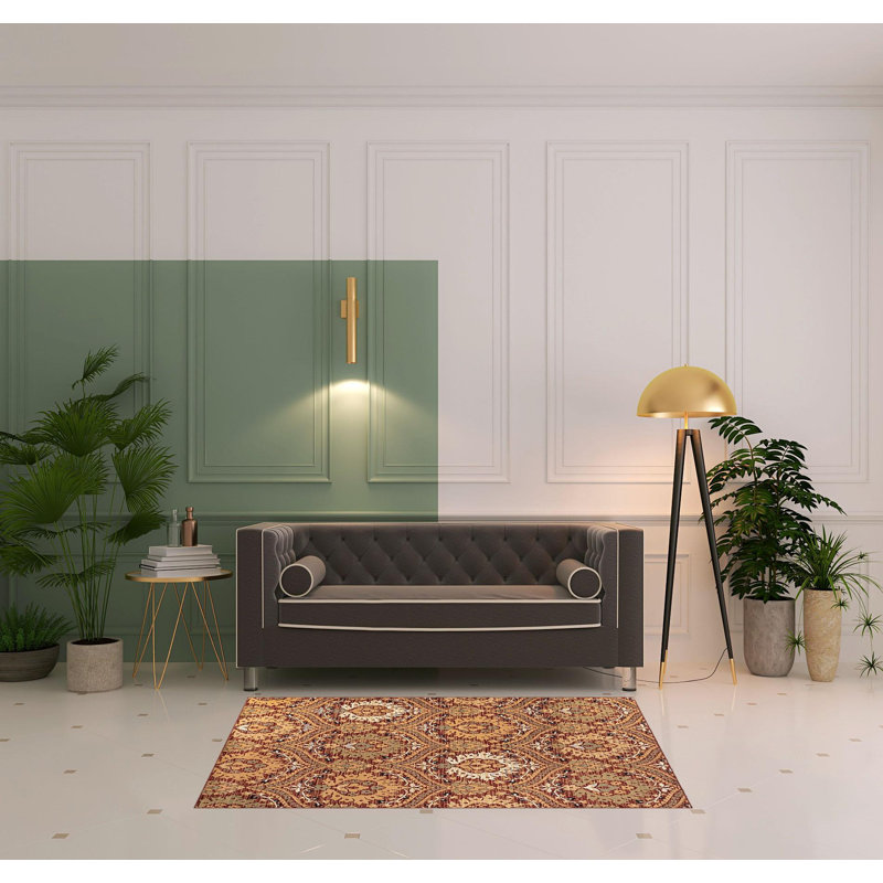 Damask Indoor Rug, Rectangle 4' x 6'