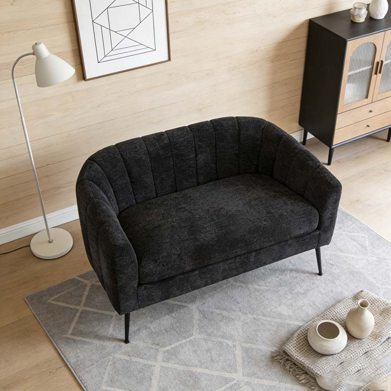 Canapé d'appoint 50,5 po en chenille, Noir