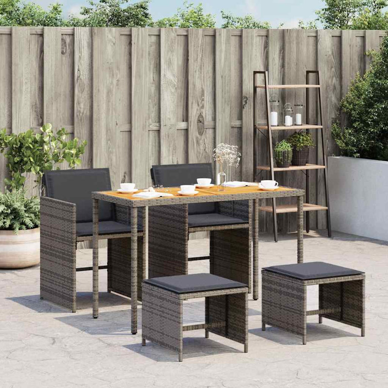 Patio Dining Set with, Grey Cushion/Grey Frame