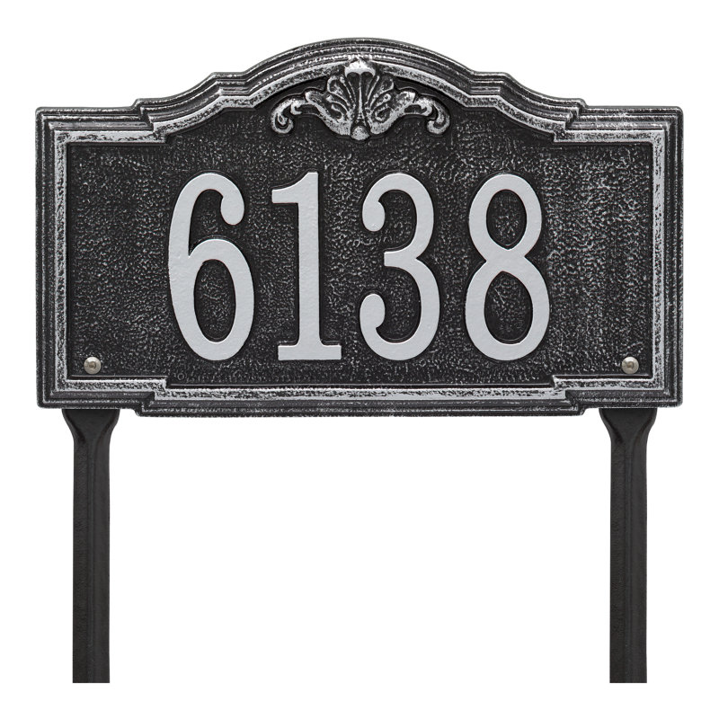 Gatewood Personalized Standard 1-Line Lawn Address Sign, Black/Silver, Yes