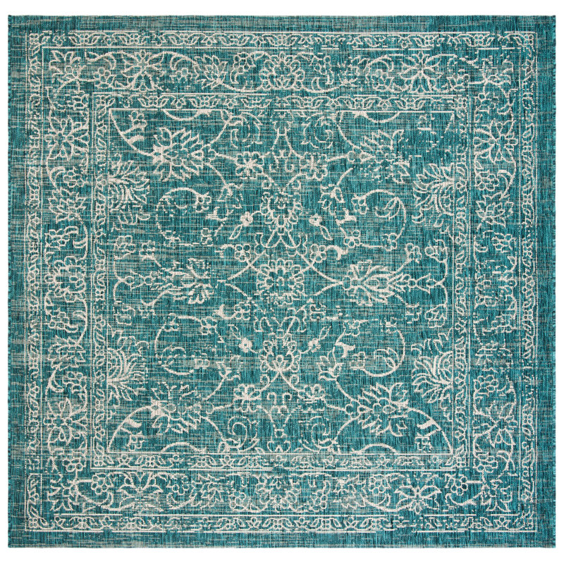 Cherene Performance Floral Indoor/Outdoor Area Rug, Square 6'7"