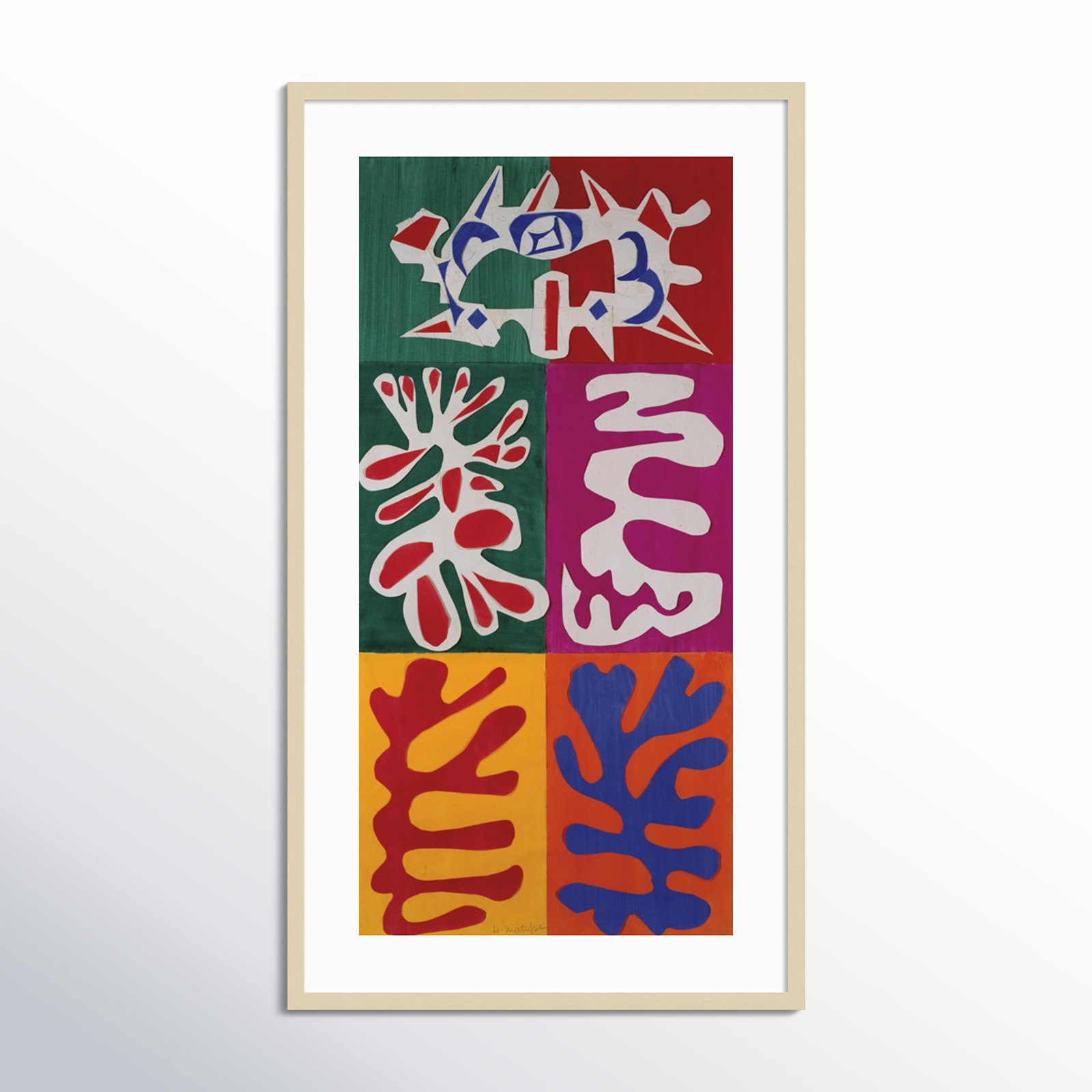 Panel With Mask 1947 by Henri Matisse, 44" H x 25" W, Brown Framed Paper