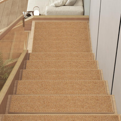Set of 15 Non-Slip Washable Peel and Stick Stair Treads for Wood Steps Indoor (8" x 30" Brown)