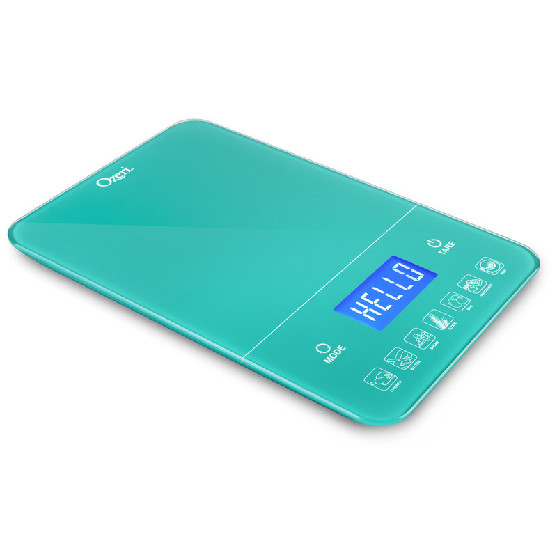 Balance de cuisine numérique en verre trempé 22 lb (10 kg) Ozeri Touch III, Bleu sarcelle