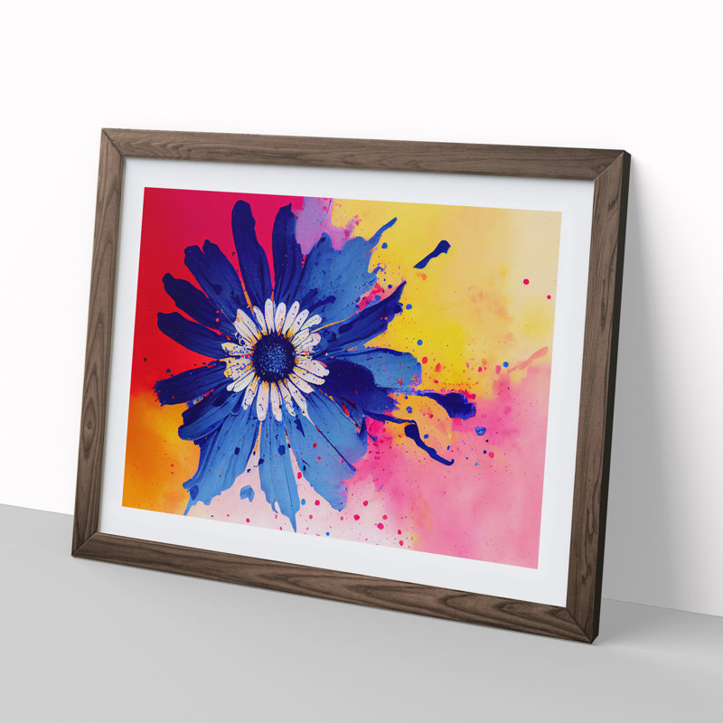 Daisy Flower Splash Vol.2 Abstract - Framed Print, 25cm H x 34cm W x 2cm D, Walnut