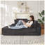 Canapé-lit 78,5 pouces en velours côtelé semi-circulaire 2-en-1, fauteuil inclinable avec coussins décoratifs et cinq coussins décoratifs-53036193-53036383