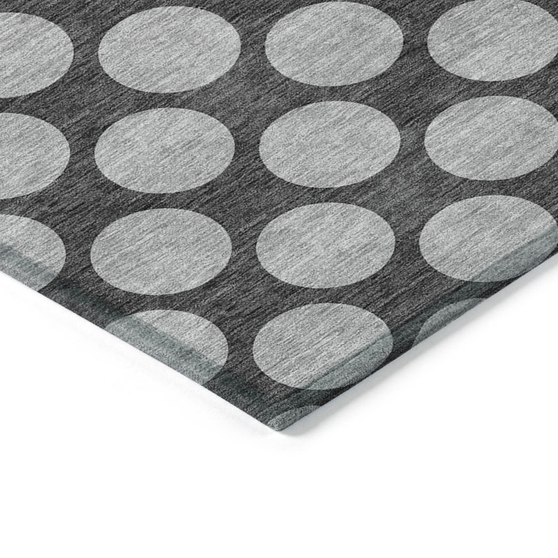 Tapis extérieur lavable à pois gris anthracite et ivoire 3 pi x 5 pi