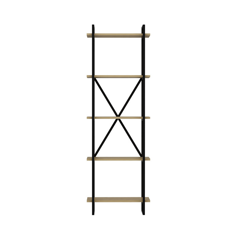Bibliothèque, 180cm H x 60cm W x 34cm D, Noir; chêne