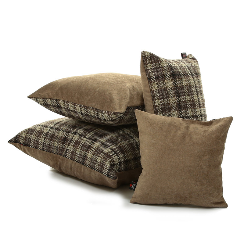 Deemer Plaid Square Cushion, 55 x 55cm, Brown