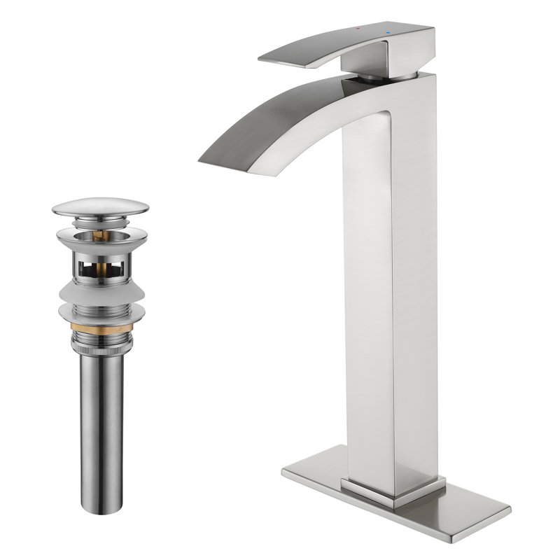 Robinet de lavabo à vasque monocommande en laiton massif 12-1 / 5 po, robinet à grande arche avec ensemble de bonde optionnel