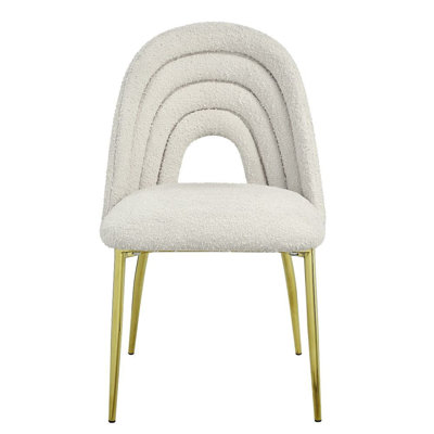 Yakia Tufted Metal Upholstered Back Side Chair in Ivory -  Everly Quinn, 75A405658CDA4A9A8148BDDC557A705D