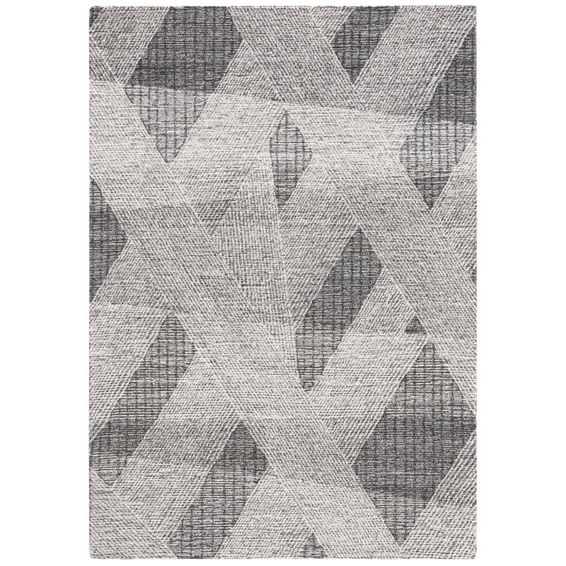 Newgard Hand Tufted Wool Pile Geometric Rug, Rectangle 6' x 9'